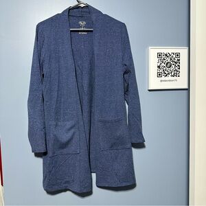 Blue Sky organic cotton bamboo stretchy cardigan pockets size medium EUC
